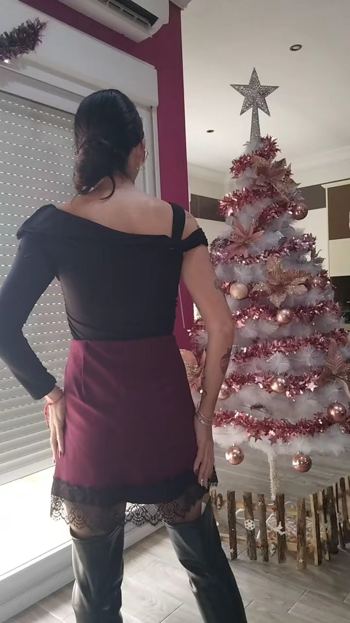 Falda encaje Burdeos