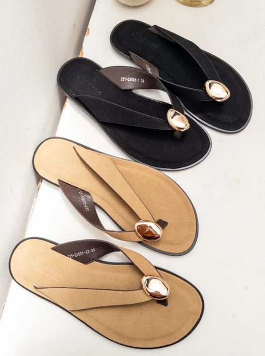 Sandalia botón dorado