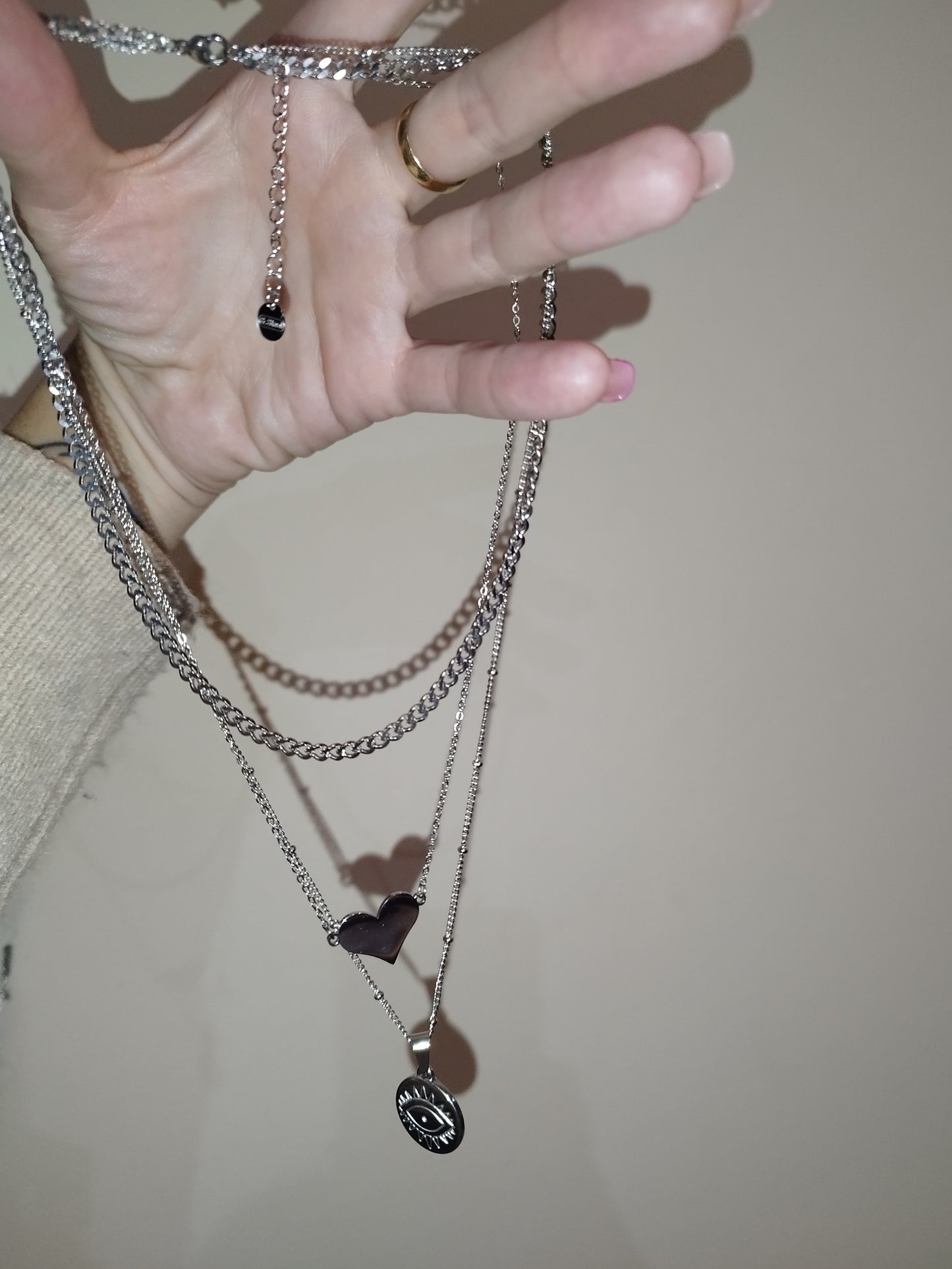 Collar triple cadena plata