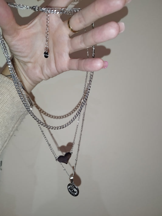 Collar triple cadena plata