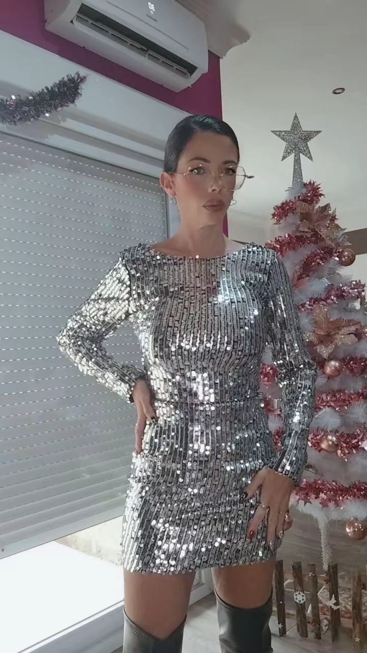 Vestido Lentejuelas Plata