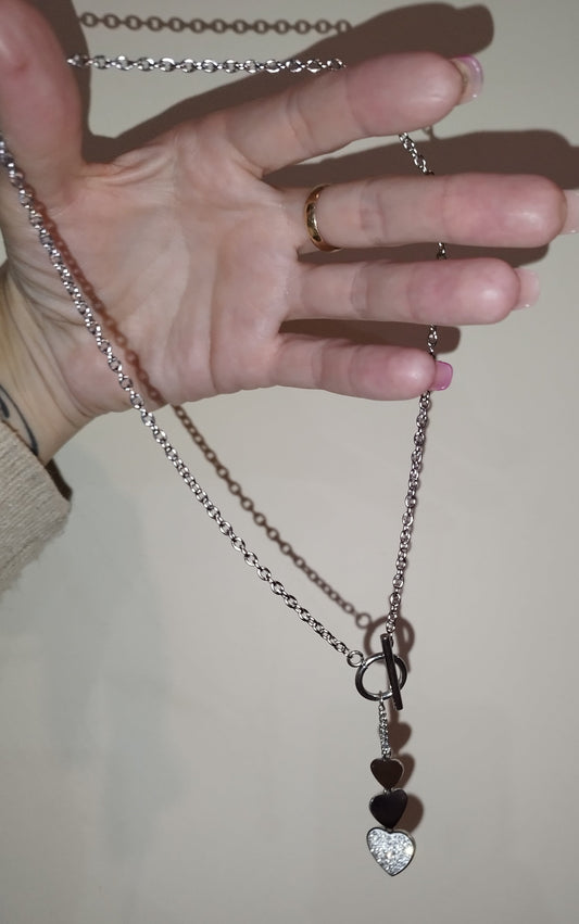 Collar triple corazón