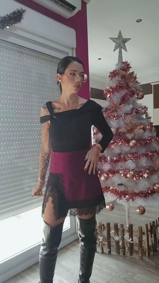 Falda encaje Burdeos